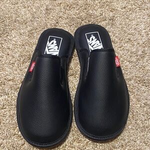Vans Black Leather womens Slip-On Loafers